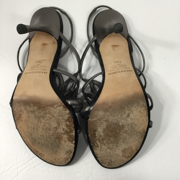 MAX STUDIO | 100% Leather Heeled Sandals - Flower Cutout - EUC - Sz: 7.5 - Picture 9 of 9